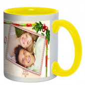 Кружка с заливкой и желтой ручкой