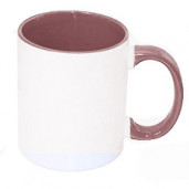 Кружка с заливкой и ручкой розовая